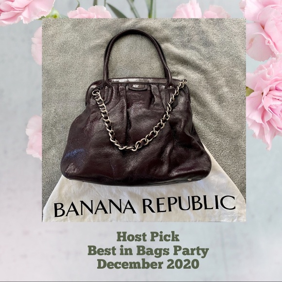 Banana Republic Handbags - -HP- Plum Banana Republic Leather Purse with Chain